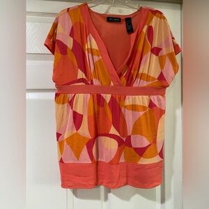 Axcess Y2K Colorful Geometric Print Top Size Large